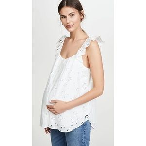 Hatch The Fleur White Eyelet Ruffle Tank